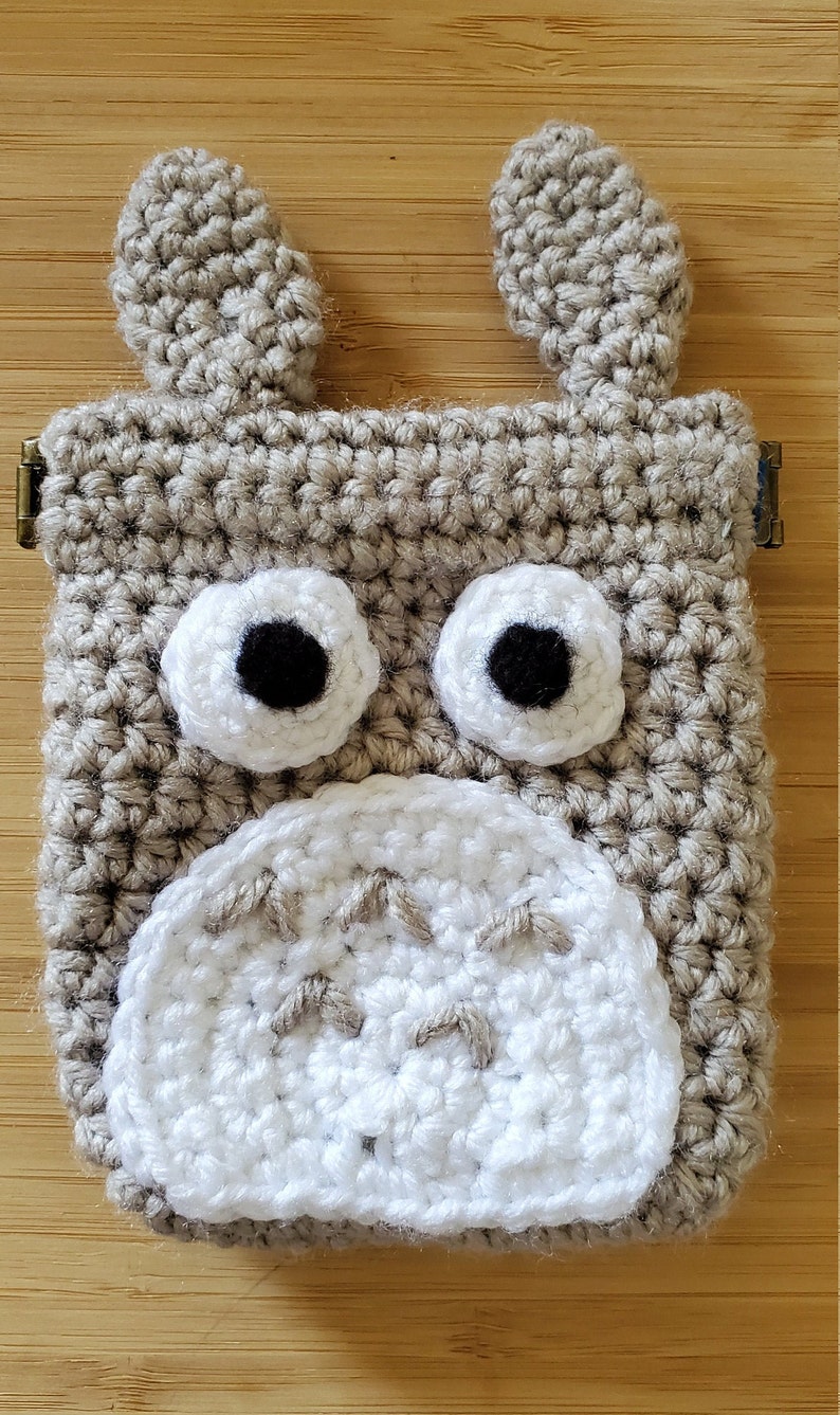 Crochet Totoro Cute Cartoon Character Coin Pouch Coin Purse Small Bags Flex Frame image 2