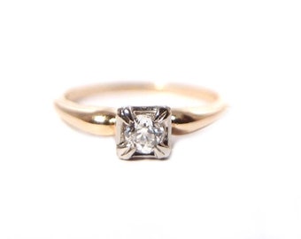 old cut diamond .20 carat -14k gold-platinum-Art Nouveau-size 8-approx 1910-engagement ring-Germany, Bavaria