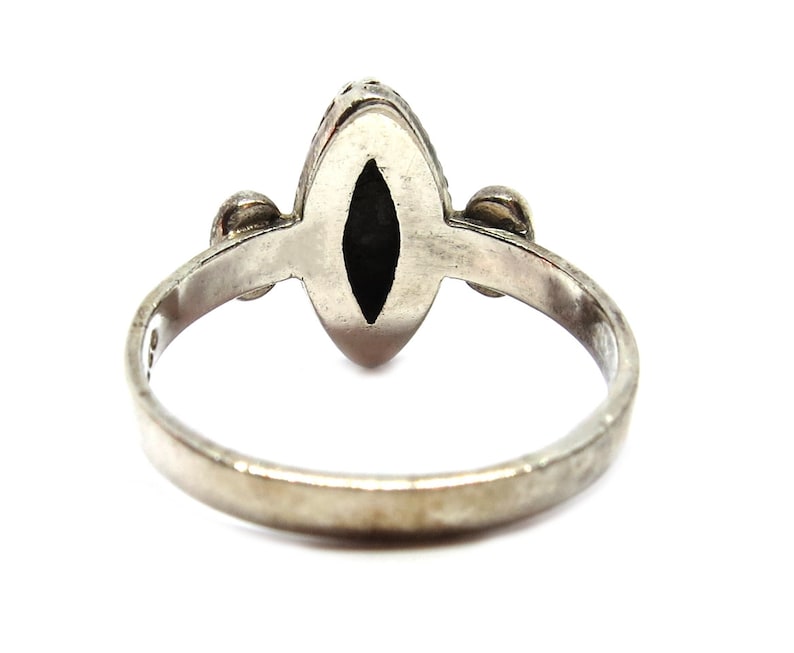 Bavaria-ringsize 9 unique vintage-sterling silver-ring-onyx /& moonstone gemstones-approx 1970-manufactured in Germany