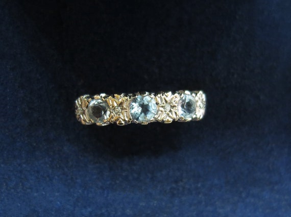 diamonds-blue topaz-9k white & yellow gold-engage… - image 7