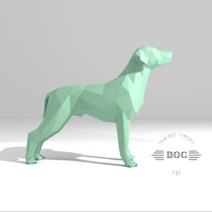 Printable DIY template (PDF).  Dog (Pointer) low poly paper model template 3D animal paper model. Origami. Papercraft. Brain trainer.