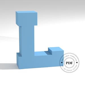Plantilla de bricolaje imprimible (PDF). Plantilla de modelo de papel de baja poli letra L. Letras de papel 3D. Origami. Artesanía de papel. Alfabeto de cartón.