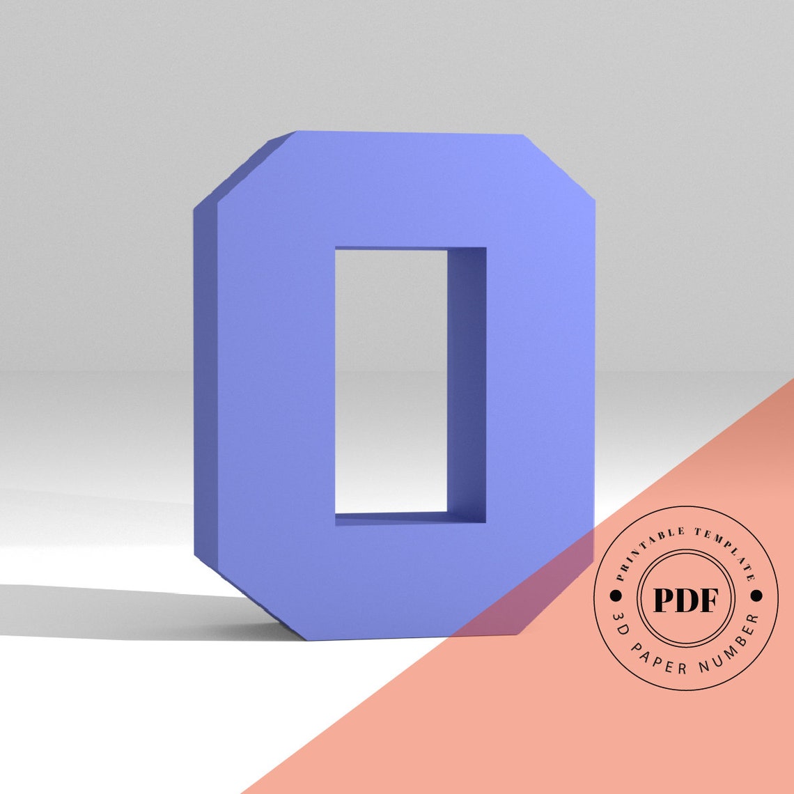 Printable DIY Template (PDF). Number 0 Low Poly Paper Model Template ...