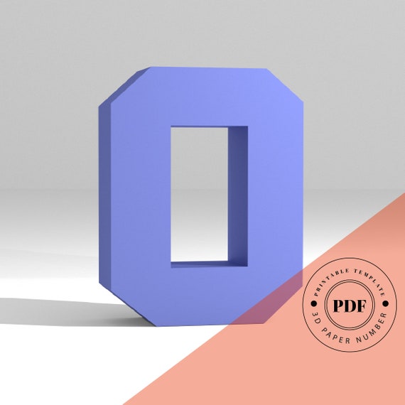 printable diy template pdf number 0 low poly paper model etsy