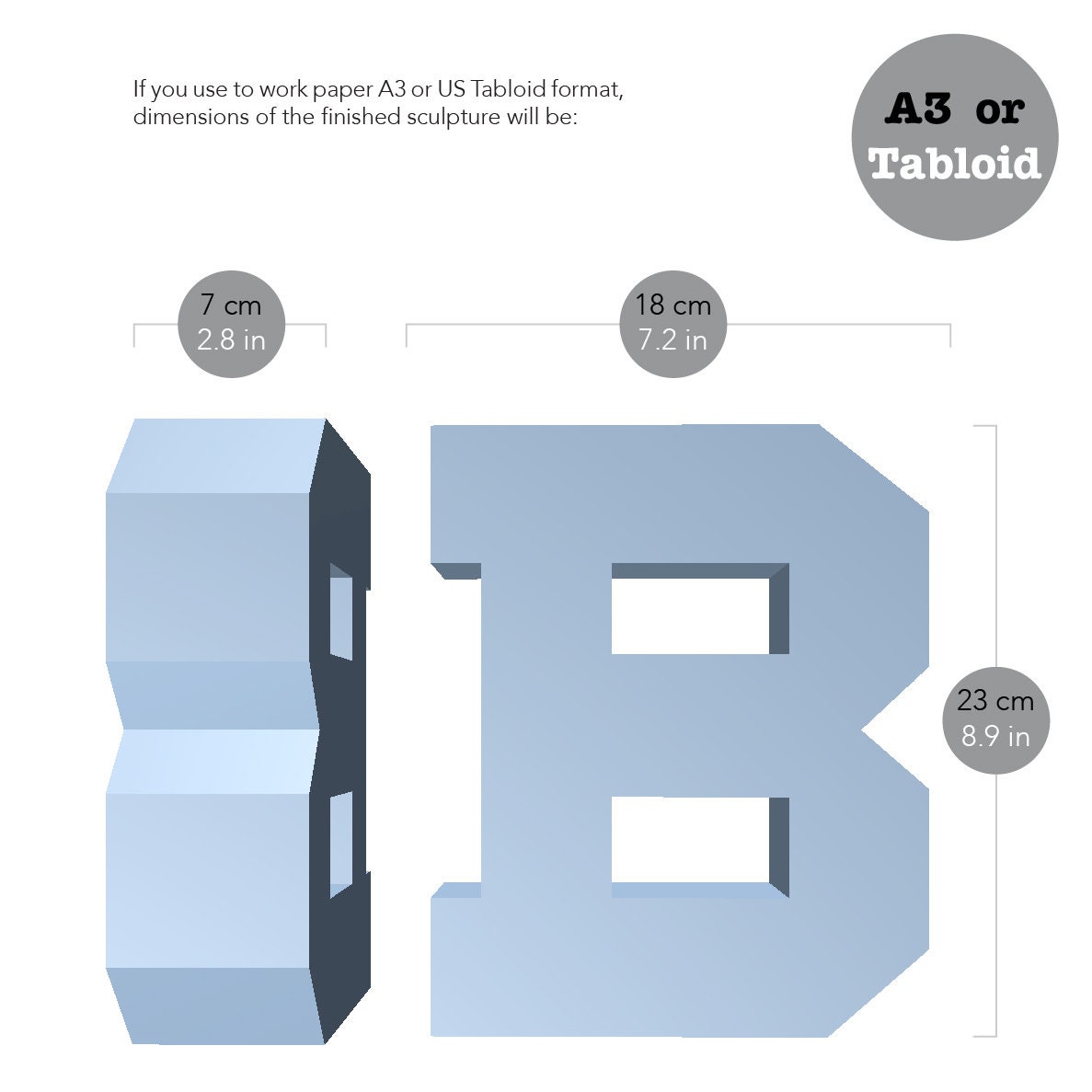 Printable DIY Template (PDF). Letter B Low Poly Paper Model Template ...