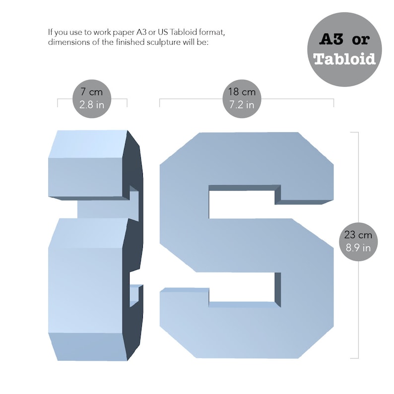 Printable DIY template Cardboard alphabet. Papercraft 3D paper lettering Letter S low poly paper model template Origami PDF