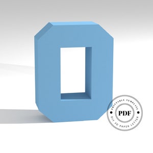 Szablon DIY do wydrukowania (PDF). Szablon modelu papieru Letter O low poly. Napisy na papierze 3D. Origami. Papercraft. Alfabet z tektury.