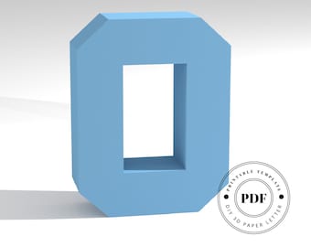 Printable DIY template (PDF).  Letter O low poly paper model template. 3D paper lettering. Origami. Papercraft. Cardboard alphabet.