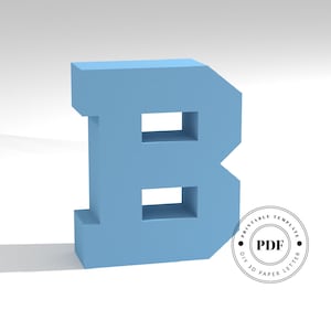 Plantilla de bricolaje imprimible (PDF). Plantilla de modelo de papel de baja poli letra B. Letras de papel 3D. Origami. Artesanía de papel. Alfabeto de cartón.