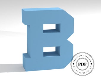 Printable DIY template (PDF).  Letter B low poly paper model template. 3D paper lettering. Origami. Papercraft. Cardboard alphabet.