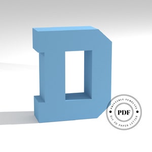 Szablon DIY do wydrukowania (PDF). Szablon modelu papieru litery D low poly. Napisy na papierze 3D. Origami. Papercraft. Alfabet z tektury.