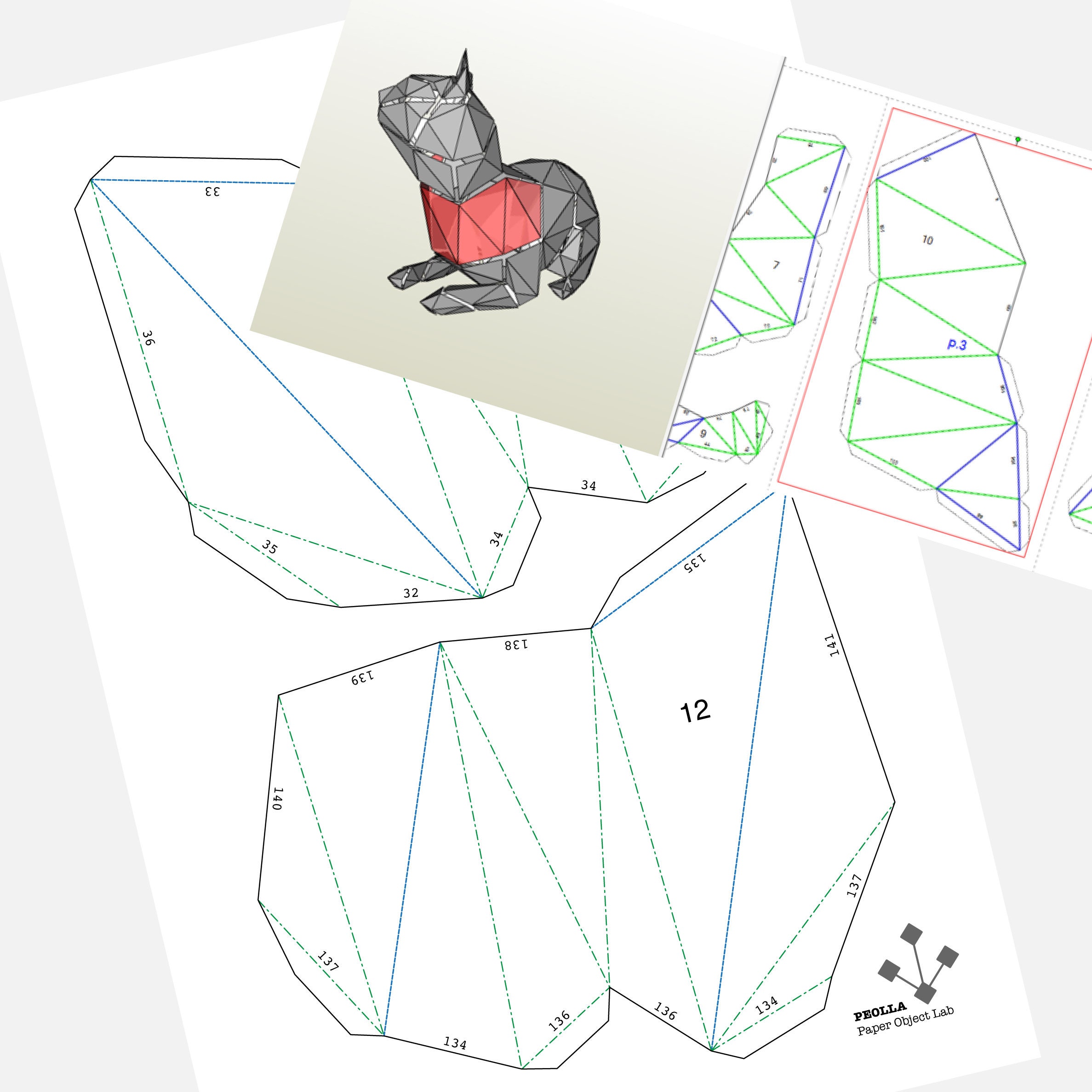 Printable DIY Template PDF. Sitting Cat Low Poly Paper Model - Etsy