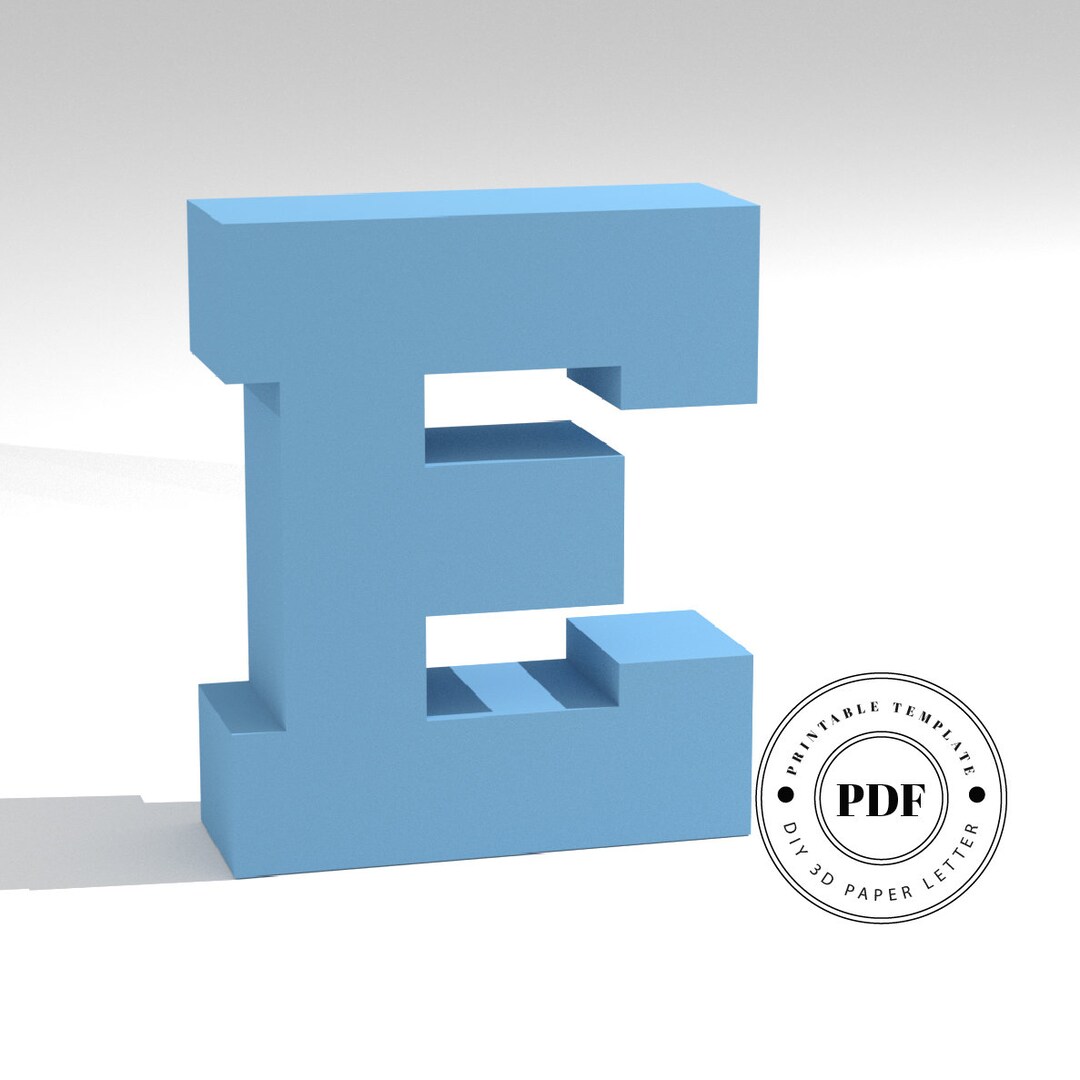 Printable DIY Template (PDF). Letter E Low Poly Paper Model Template ...