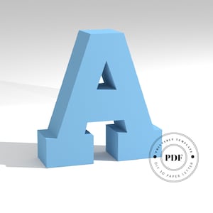 Szablon DIY do wydrukowania (PDF). Szablon modelu papieru Letter A low poly. Napisy na papierze 3D. Origami. Papercraft. Alfabet z tektury.