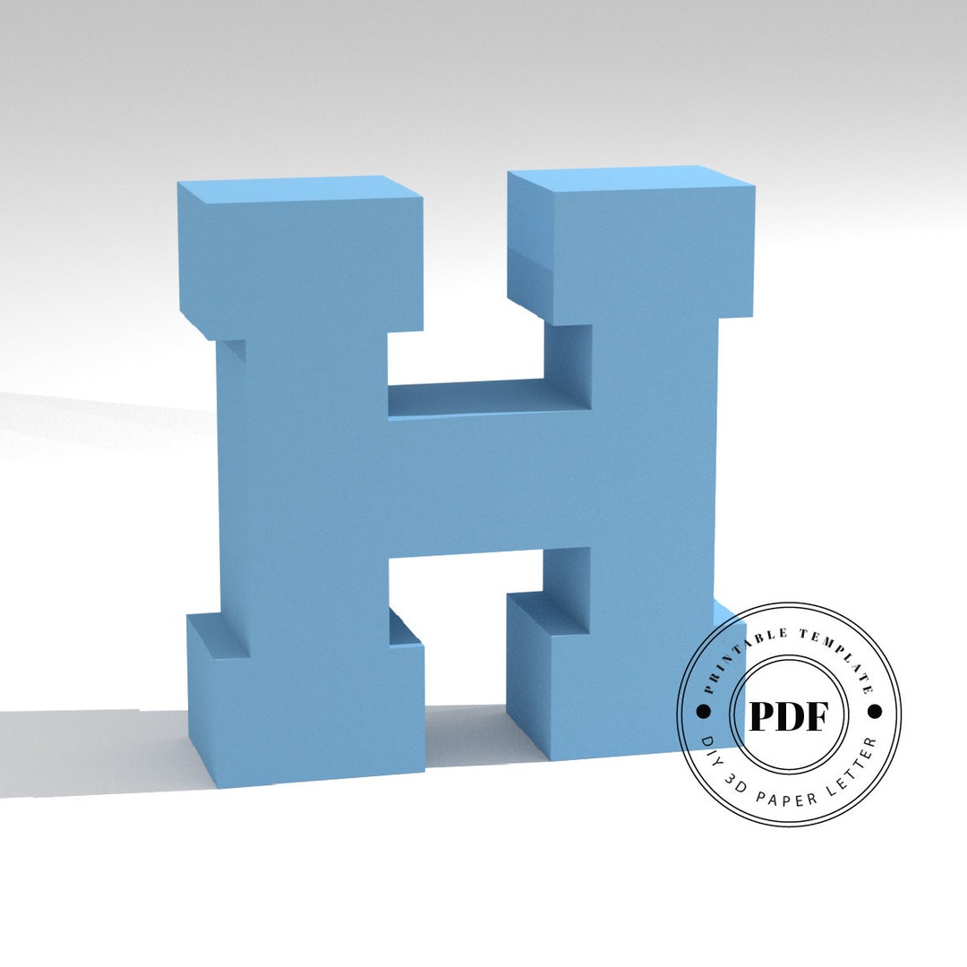 Printable DIY Template PDF. Letter H Low Poly Paper Model Template. 3D ...