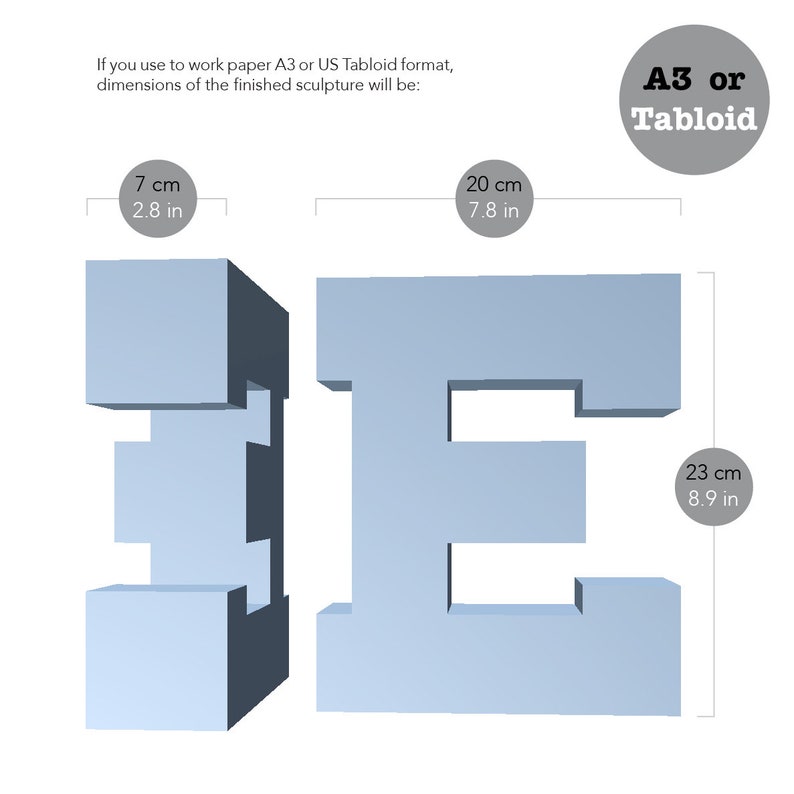 printable diy template pdf letter e low poly paper model etsy