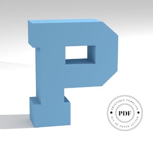Szablon DIY do wydrukowania (PDF). Szablon modelu papieru z niską zawartością poli (Litera P). Napisy na papierze 3D. Origami. Papercraft. Alfabet z tektury.