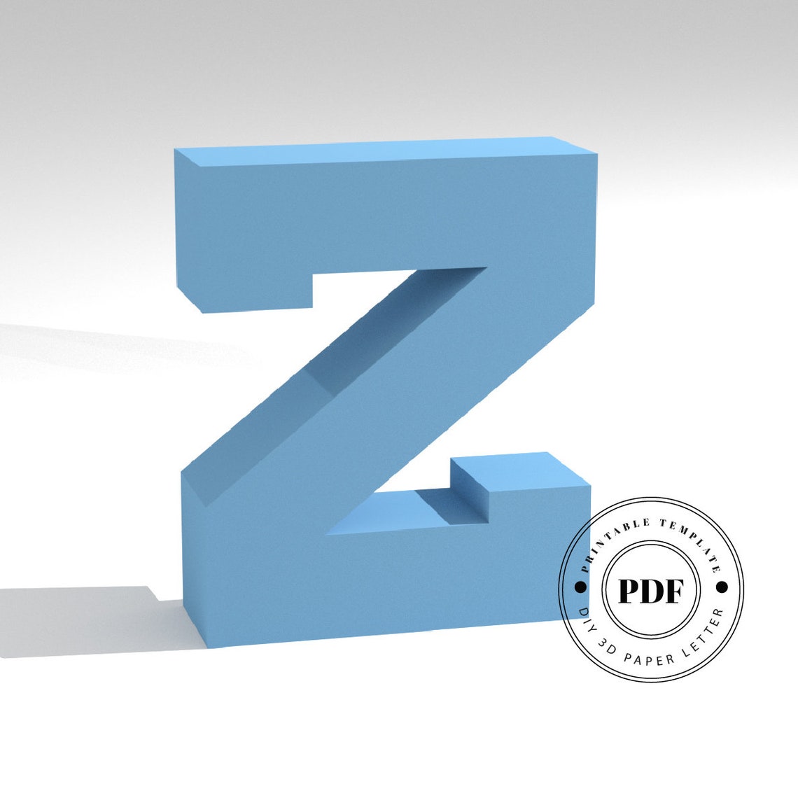 Printable DIY Template PDF. Letter Z Low Poly Paper Model | Etsy