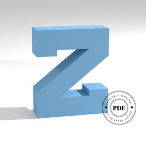 Szablon DIY do wydrukowania (PDF). Szablon modelu papieru z niską zawartością poli (Litera Z). Napisy na papierze 3D. Origami. Papercraft. Alfabet z tektury.