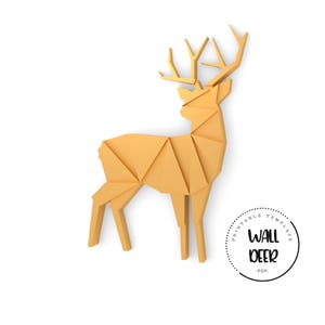 Plantilla de bricolaje imprimible (PDF). Plantilla de modelo de papel de baja poli de Wall Deer. Modelo de papel 3D. Modelo de papel de animales. Origami. Artesanía de papel.