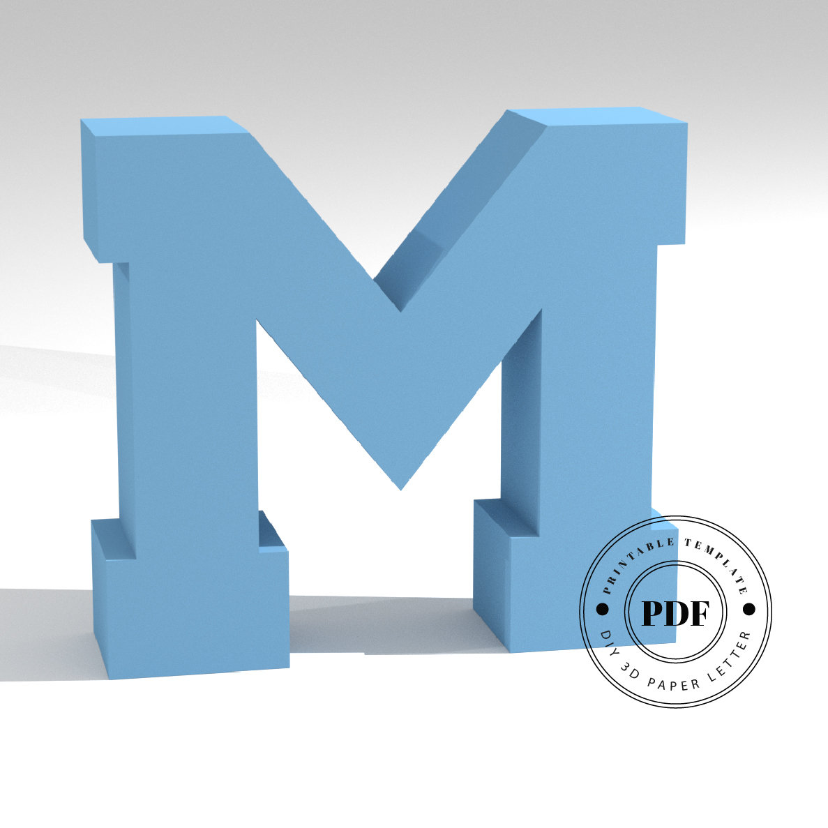 printable diy template pdf letter m low poly paper model etsy ireland