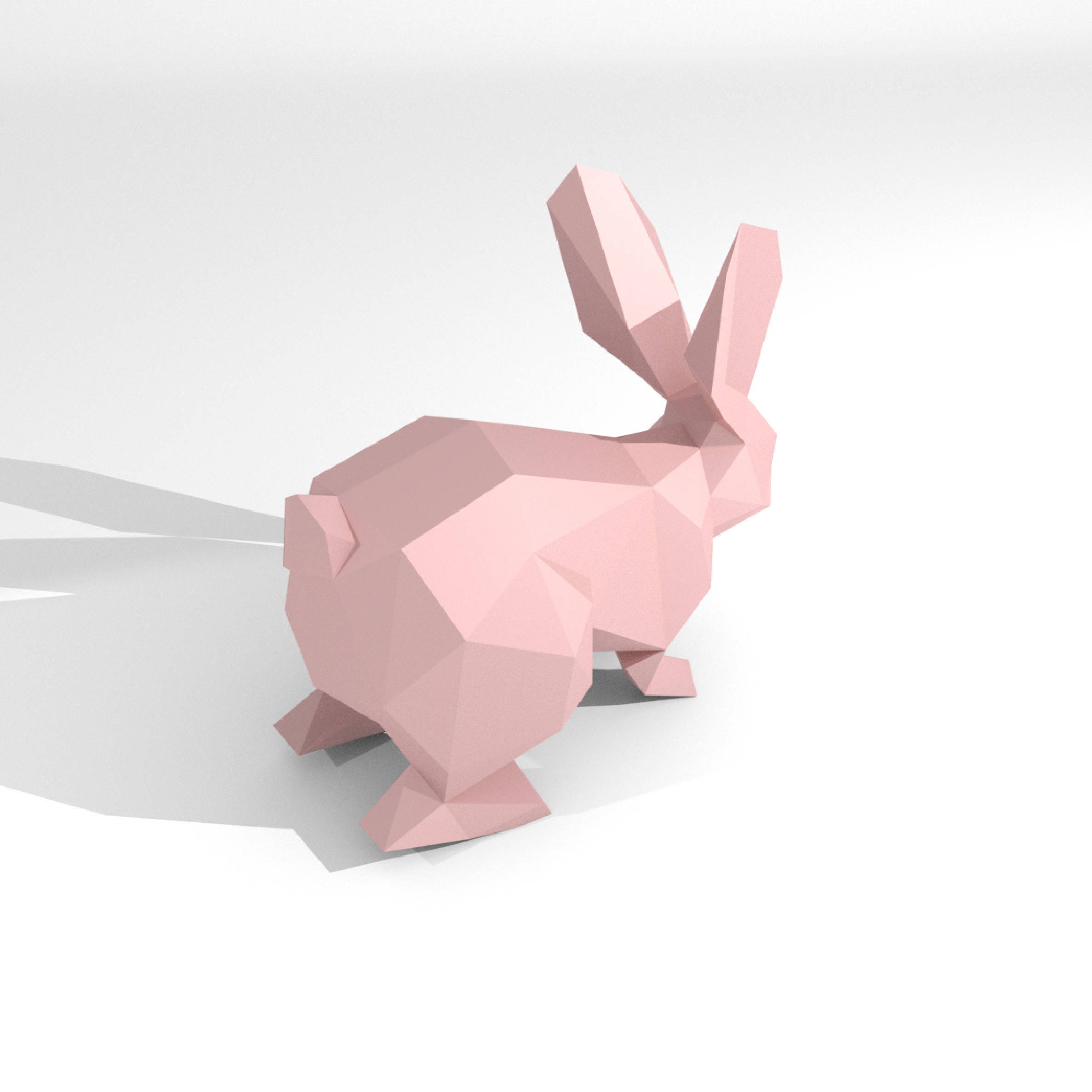 Printable DIY Template (PDF). Rabbit Low Poly Paper Model Template. 3D ...