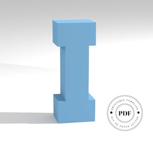 Szablon DIY do wydrukowania (PDF). Szablon modelu papieru Letter I low poly. Napisy na papierze 3D. Origami. Papercraft. Alfabet z tektury.