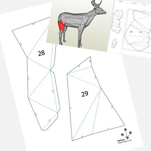 Printable DIY Template (PDF). Deer Low Poly Paper Model Template. 3D ...