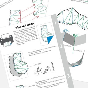 Set of 4 Printable DIY templates PDF. African Animals paper model templates: Lion, Hippo Mammoth, Rhino. 3D animal paper model. image 5