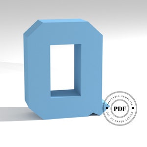 Szablon DIY do wydrukowania (PDF). Szablon modelu papieru z literą Q low poly. Napisy na papierze 3D. Origami. Papercraft. Alfabet z tektury.