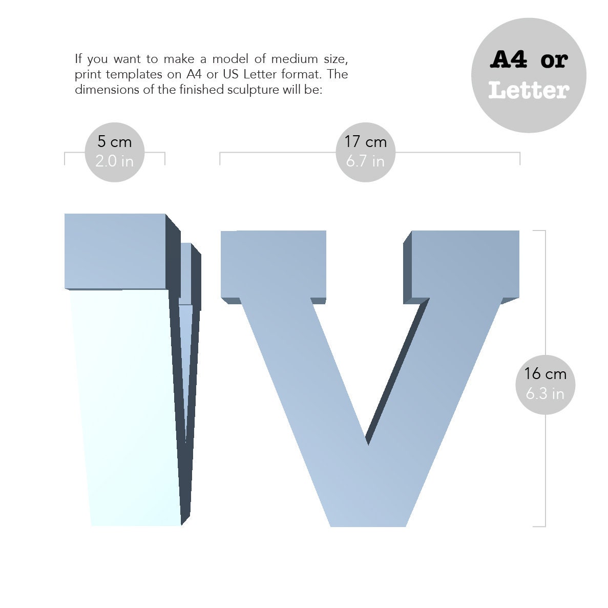 Printable DIY Template (PDF). Letter V Low Poly Paper Model Template ...