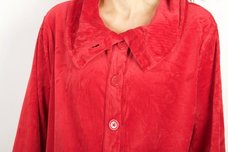 Red Jacket Velveteen Jacket Womens Jacket Crimson Red Blazer Long Sleeves Jacket Extra Large Size