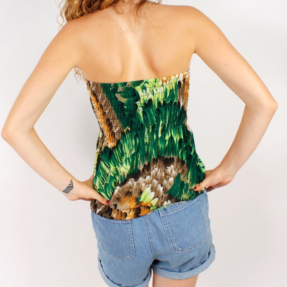 floral strapless top