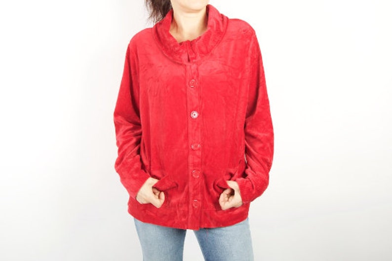 Red Jacket Velveteen Jacket Womens Jacket Crimson Red Blazer Long Sleeves Jacket Extra Large Size