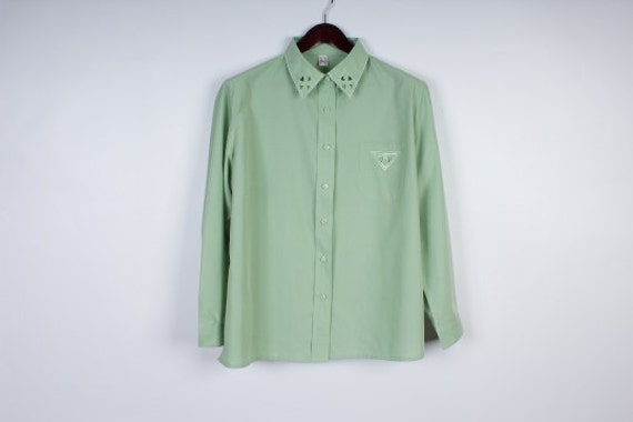 Mint Green Blouse Cotton Blend Shirt 