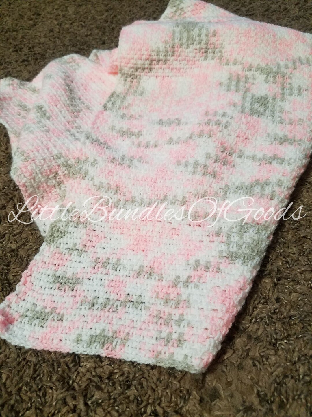 Pretty Pink & Grey Baby Blanket Pattern Pink Baby Blanket Etsy
