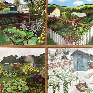 Cartes de vœux, printemps, été, automne et hiver