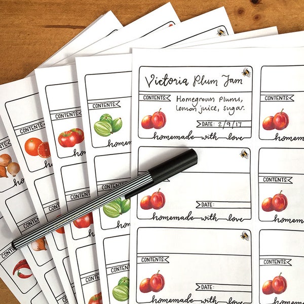 Jam and chutney labels - self-adhesive labels for your homemade preserves.