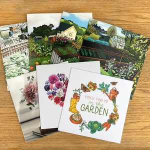 Lot de cartes de voeux sur le thème du jardin