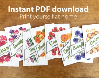 Print your own seed packets, instant pdf download, 28 designs