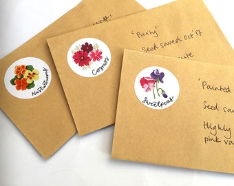 Flower and Wildlife Stickers, A4 sheet of circular stickers with original illustrations