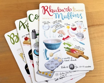 Illustrated recipe fridge magnets