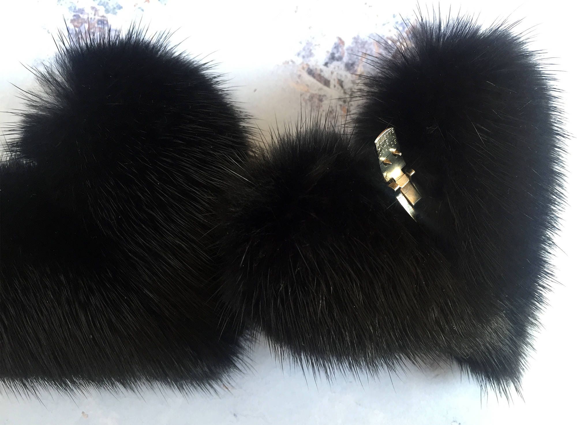 Fur Shoe Clips Heart Shaped Black Mink Fur Pom Poms Real Etsy UK