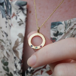 Personalised Family Birthstone Necklace: 18ct Gold Plated Sterling Silver