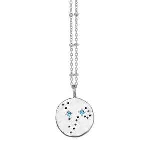 Sterling Silver Birthstone Constellation Necklace: Zodiac Star Sign Gift