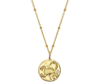 Scorpio Zodiac Necklace - Scorpio Horoscope necklace in Gold - Horoscope Necklace