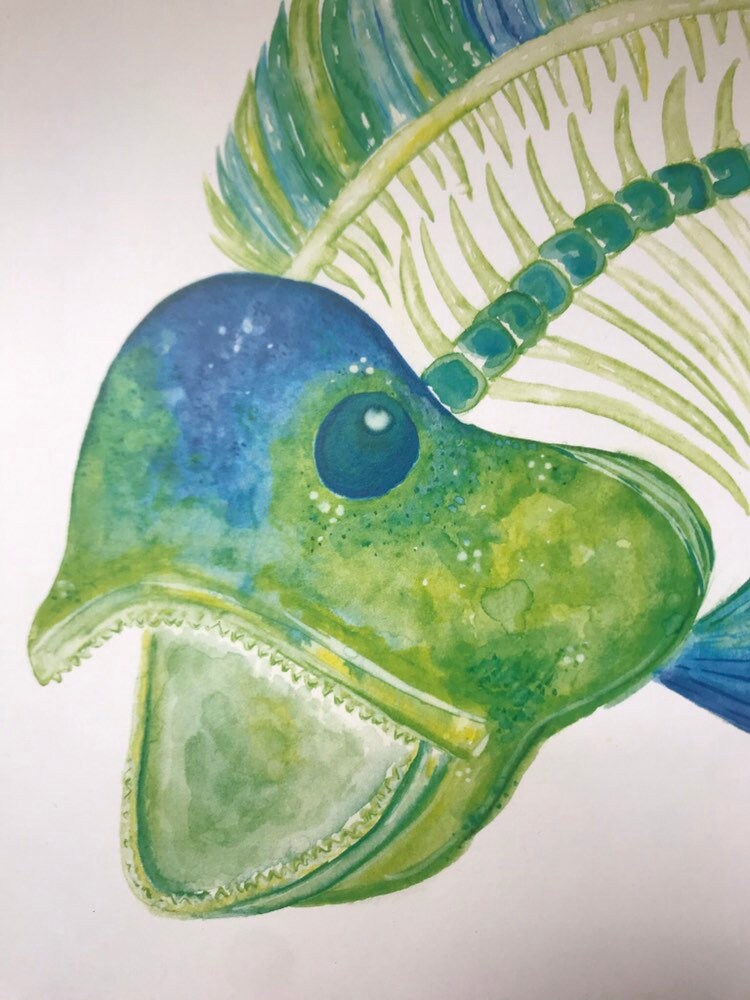 Mahi Skeleton Watercolor Print 5x7 | Etsy
