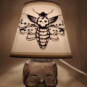 Skull mason jar small lamp, Death Moth