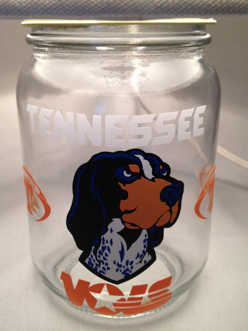 Any College Tennessee Volunteers influenced night light Mason jar small lamp