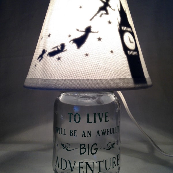 Mason jar small lamp, nightlight - Peter Pan influenced